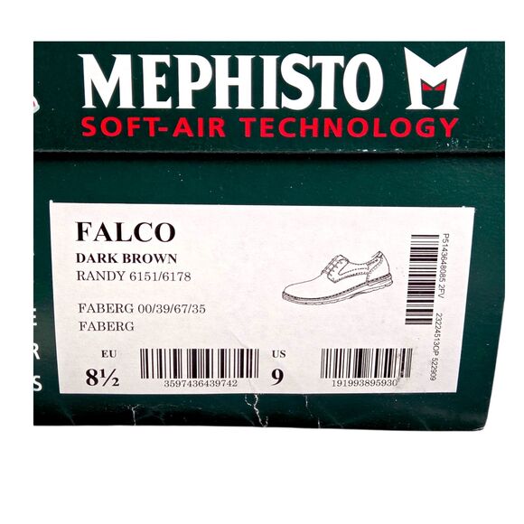Mephisto Falco Oxford Dress Shoes Dark Brown Leather Comfort Men\'s Size 9 NIB main image 8